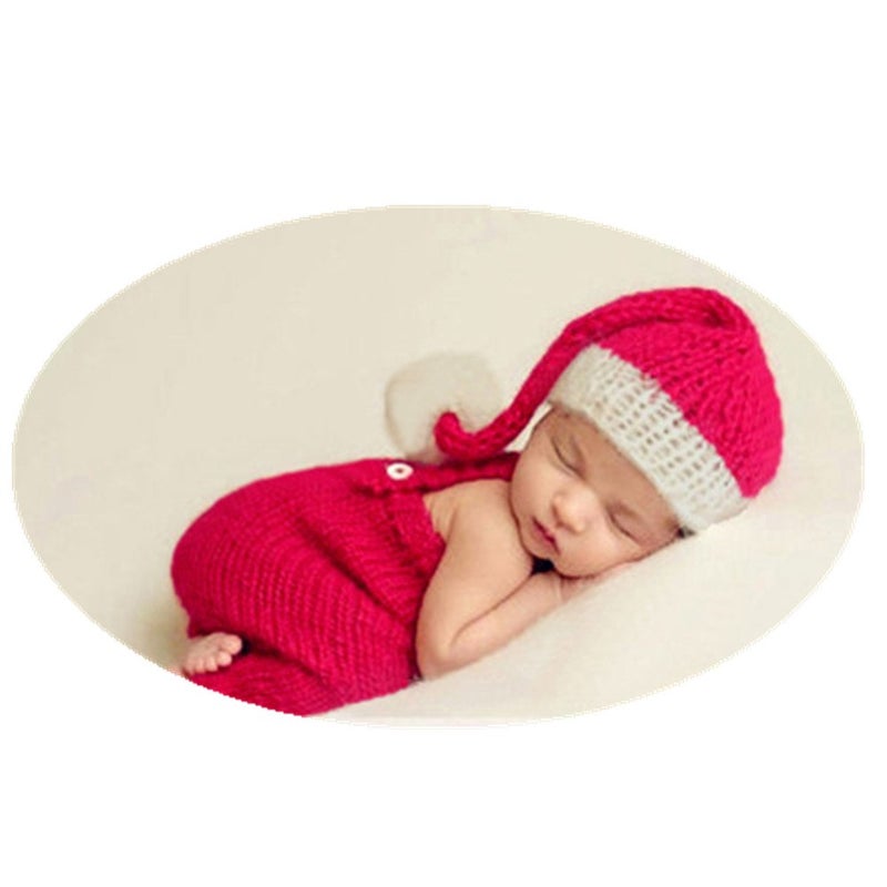 Vedory Newborn Baby Christmas Santa Photo Props Boy Girl Photo Shoot Outfits Crochet Knit Hat Shorts Photography Props - Image 2
